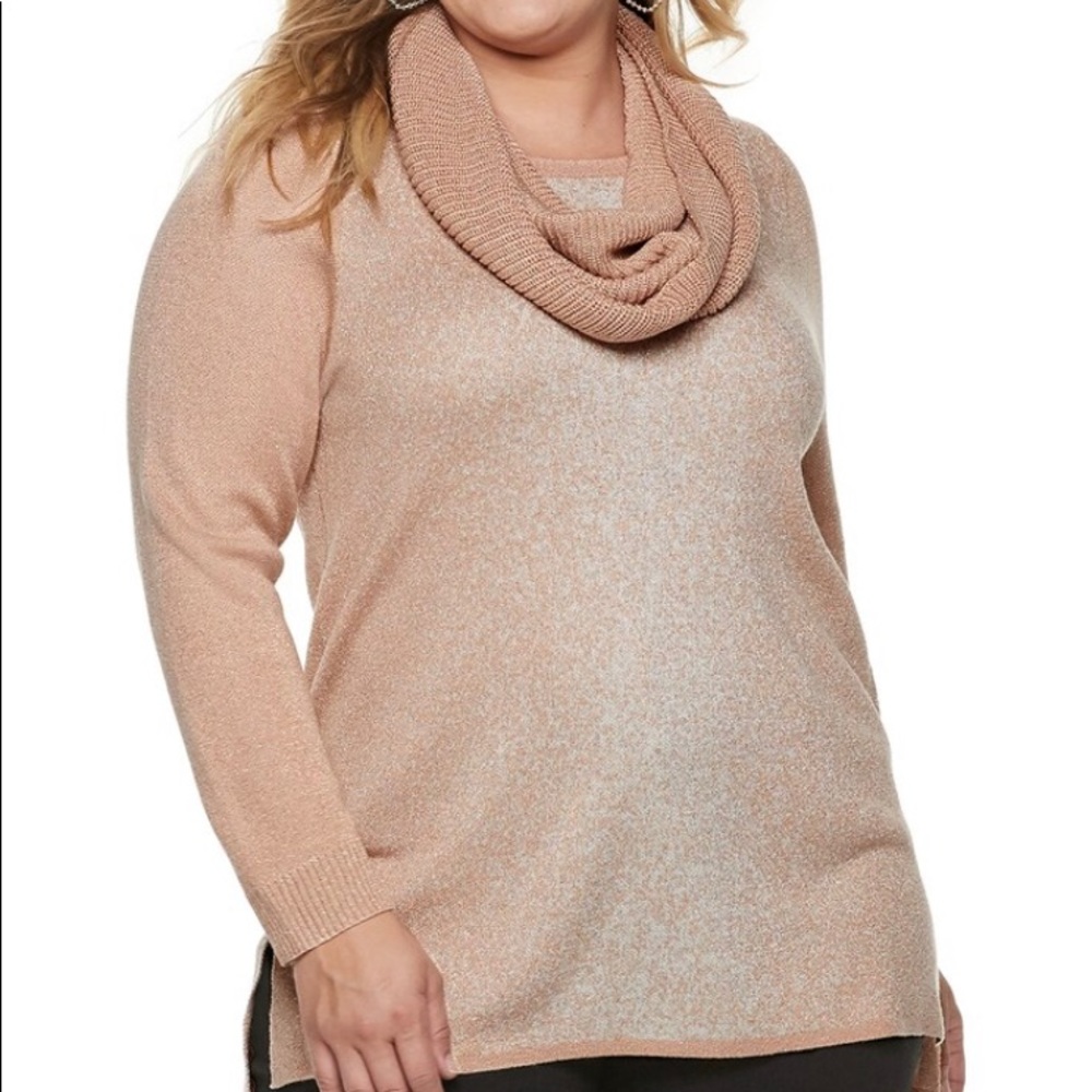 Apt 9 Womens High Low Metallic Tunic Sweater